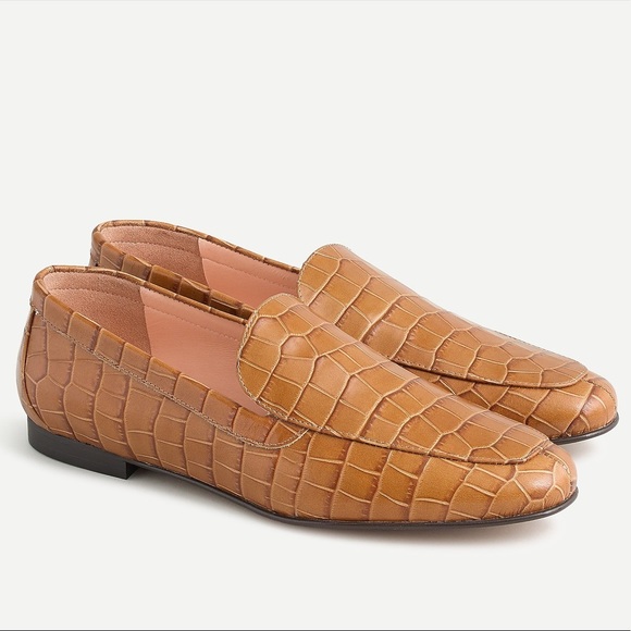 J. Crew Shoes - JCrew Cecile Brown Croc-Embossed Leather Loafers